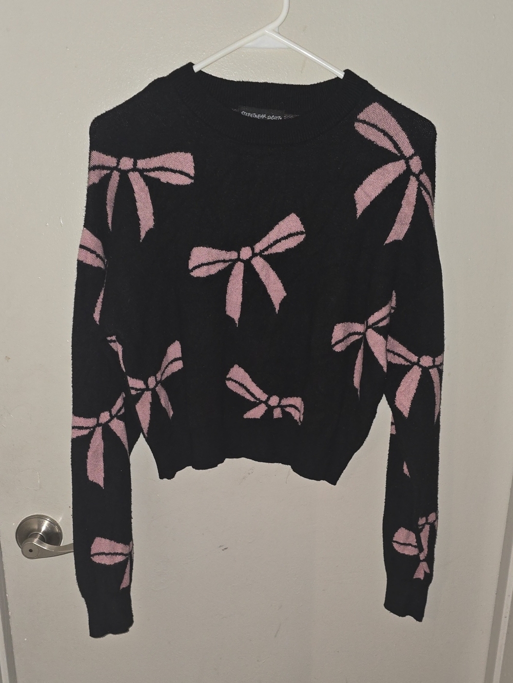 Streetwear Society Black Knit Sweater with Pink Accent